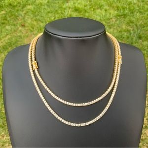 3mm Moissanite SOLID 925 Sterling Silver Tennis Chain 18” 20” (PASSES TESTER)